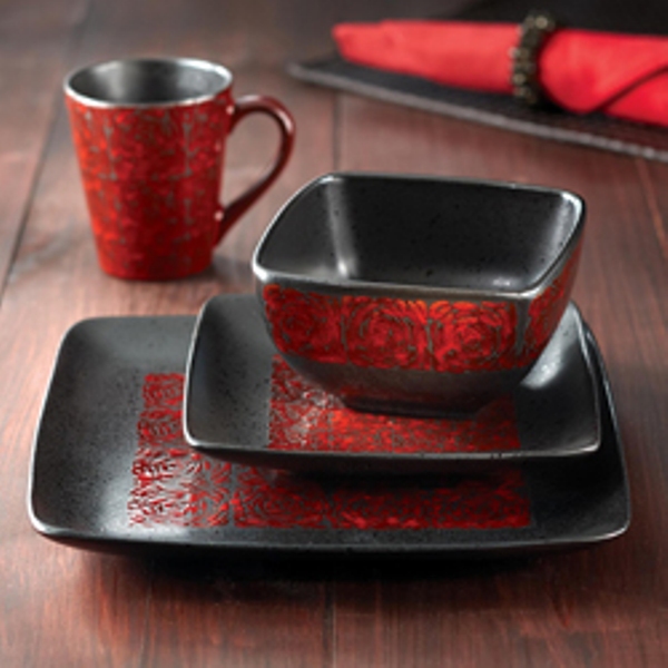 American Atelier Yardley Red 16 piece Dinnerware Set