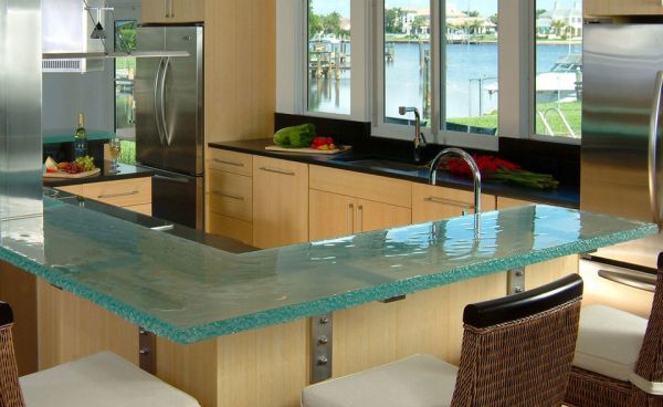 Glass kitchen counter top