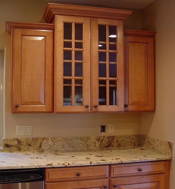 Install crown molding to kitchen cabinets