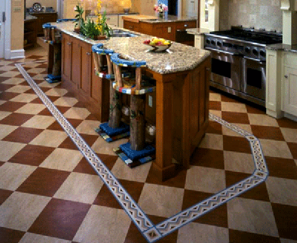 The linoleum flooring