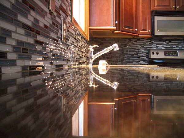 Glass tile kitchen backsplash 1
