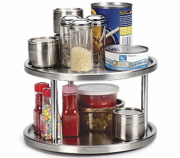 Turntables are best to store small kitchen items like spices