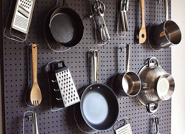 Pegboard in kitchen