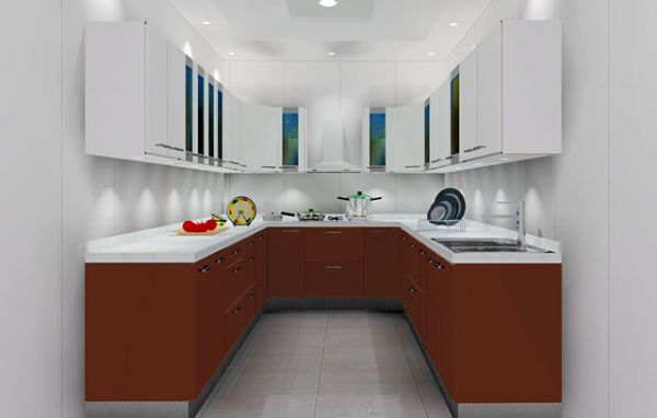 U shaped modular kitchen design
