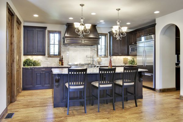 Stunning Classic Ceiling Light Style Kitchen Cabinet Ideas Brick Kitchen Backsplash Twin Chandelier in Blue Color Design