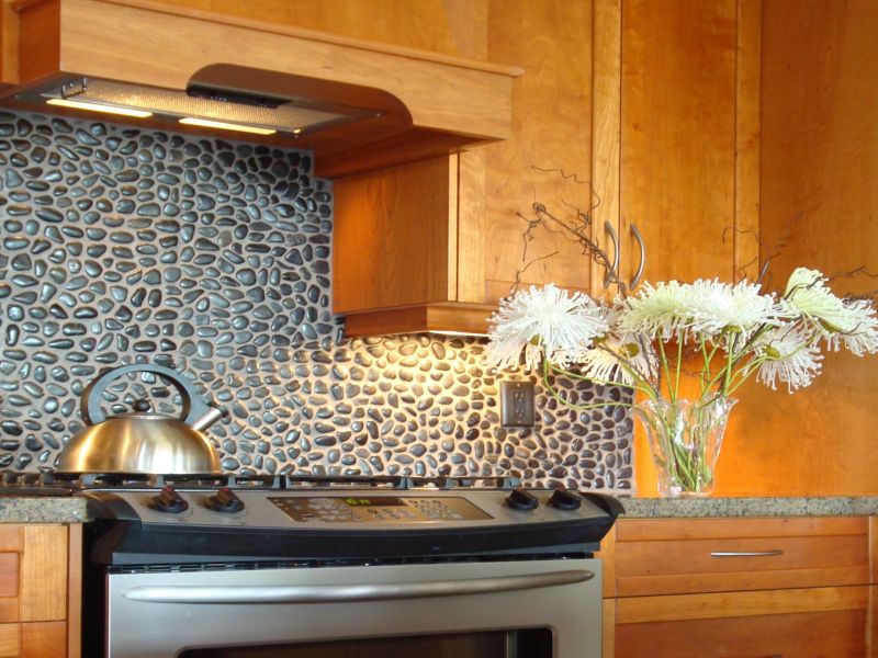 Pebble Backsplash - Pebble Sliced 12 In X 12 12 Stone White Mosaic ...